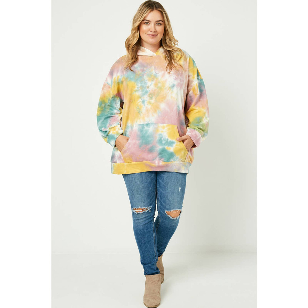 HAYDEN Harmony Plus Oversized Tie Dye Hooded Sweatshirt 2X